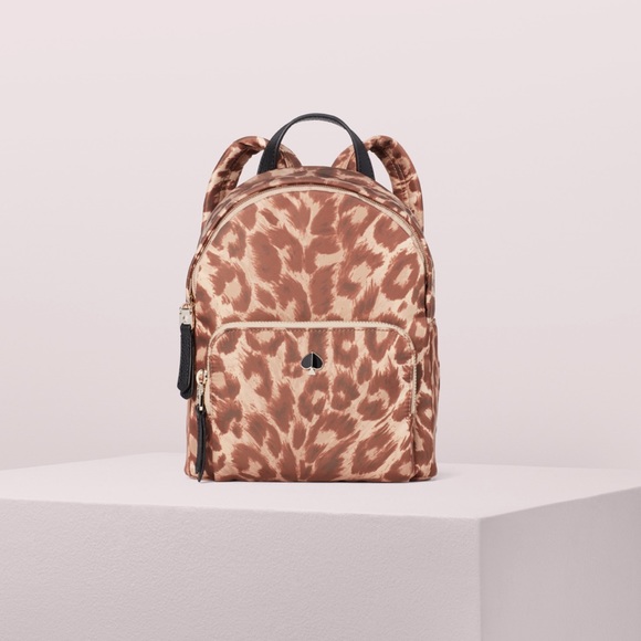 kate spade Handbags - KATE SPADE Small Taylor Leopard Satin Nylon Backpack